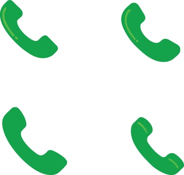 Four green telephone handsets arranged in a square pattern vector
