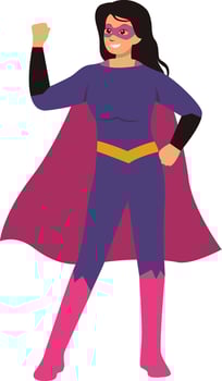 Woman Superhero Illustration with Cartoon Design. vector
