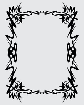 Astract cyber sigilism tribal frame border poster element clip art illustration streetwear clothing design ink sticker vector