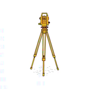 Illustration of a surveyor's tripod equipped with a theodolite instrument vector