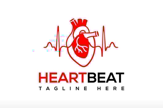 Medical Heart Beat Logo Design, Anatomical Heart Cardio Logo, Red Heart Logo, cardiology logo, heart center specialist doctor, cardio surgery Icon Symbol Silhouette Illustration brand vector
