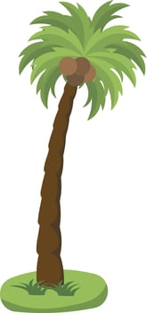 Illustration of Tropical Palm Tree with Cartoon Style. vector