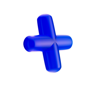 A 3D Blue plus sign with a glowing, gradient finish, featuring smooth, rounded edges. 3D Illustration png