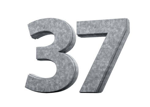 Concrete Number Thirty Seven 37 Digit Made Of Grey Concrete Stone White 3d Illustration png