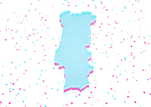 Illuminated Portugal Data Map Neon Blue Light On Seamless Pattern Background 3D Illustration png