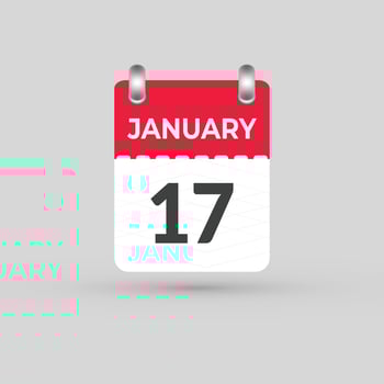 January 17 calendar Date Month icon vector