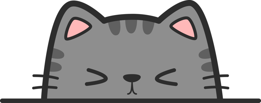 Cute cartoon gray tabby cat peeking over line illustration, Kawaii cat sticker hand drawn cartoon png