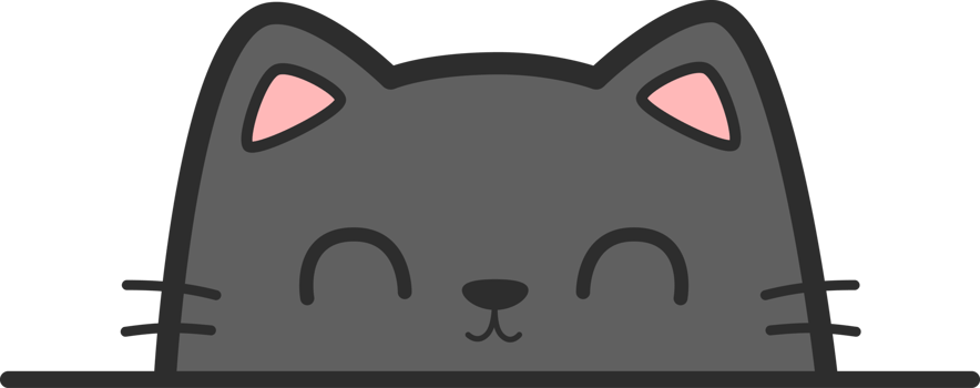 Cute cartoon black cat peeking over line illustration, Kawaii cat sticker hand drawn cartoon png
