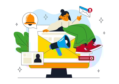 Digital communication illustration with alerts vector