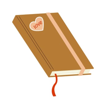 Diary and notebook with sticker flat icon vector