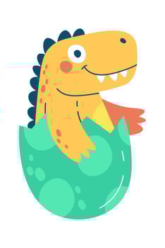 Cute dinosaur hatched from egg flat icon vector
