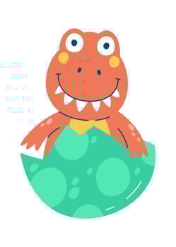 Cute dinosaur hatched from egg flat icon Illustration vector