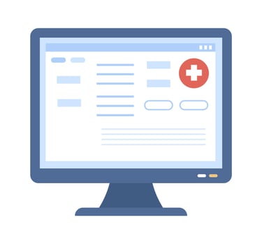 Online pharmacy on laptop flat icon Buying drugs Health care Illustration vector