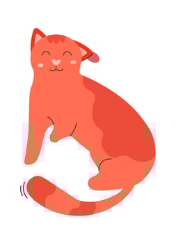 Cute domestic animal kitty flat icon Red cat vector