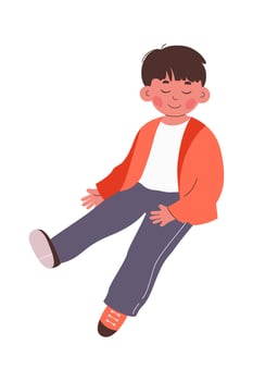 Cute cartoon child cuddle flat icon Illustration vector