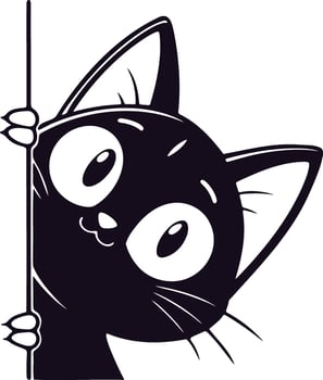 Black cat holding a sign illustration vector