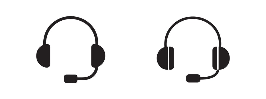 Black and White Headset Icon Set Perfect for Call Centers Customer Support and Telecommunications Services Providing Crystal Clear Communication vector