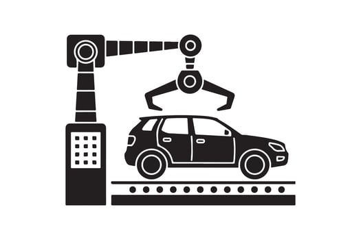 Automated Car Production Line with Robotic Arm Vehicle Manufacturing and Assembly for Industry 40 vector