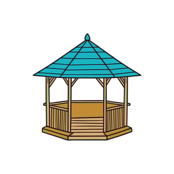 Doodle of a wooden gazebo with a pointed roof vector