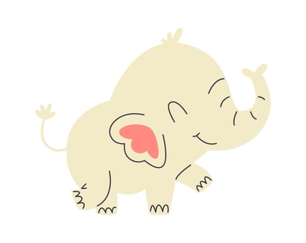 Cute cartoon elephant flat icon Animal Easter holiday element vector