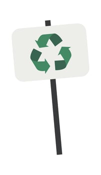 Signboard with recycle symbol flat icon vector