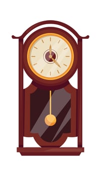 Beautiful wooden clock with pendulum flat icon Flat Illustration vector
