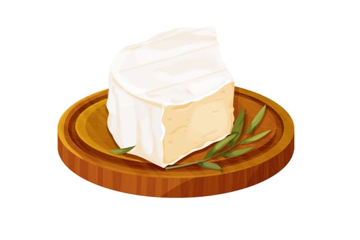 White cheese on a wooden board vector