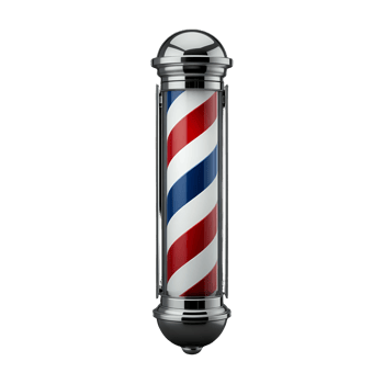 Barber pole with red, white and blue stripes png
