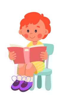Children read book flat icon Cute boy reading literature vector