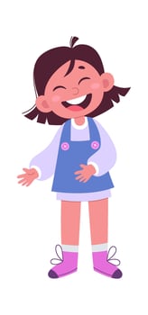Laughing girl flat icon Smiling Cute emotions Illustration vector