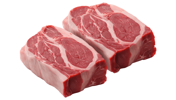 Two pieces of meat on transparent png