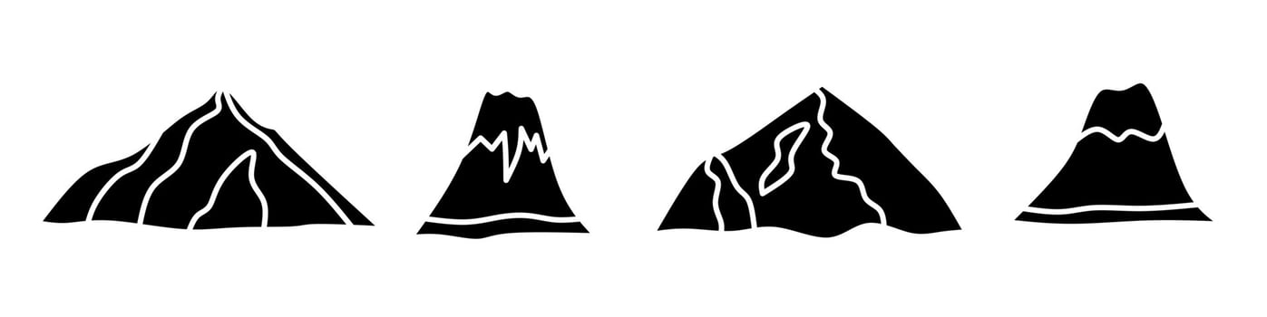 Black mountain icon. A collection of icons or symbols. vector