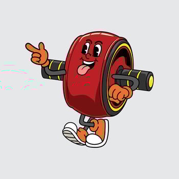 Cute cartoon red AB Roller wheel character walking with a happy face illustration vector