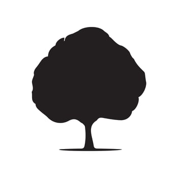 Black Isolated Tree Silhouette r on White Background , Minimal Nature Design. vector