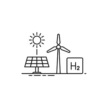 Renewable energy sources solar wind power and hydrogen fuel concept illustration vector