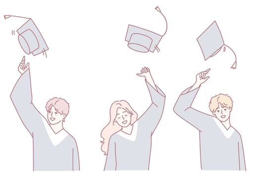 A Graduation Celebration Filled with Joy as Caps are Tossed in Unison and Happiness vector