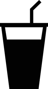 Black silhouette of a drink with straw isolated on white background vector