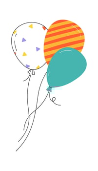 Helium balloons flat icon Children toy or decorations Flat Illustration Icon vector