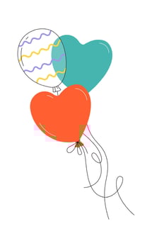 Helium balloons flat icon Children toy or decorations Icon vector