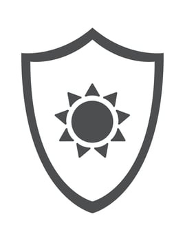Sun protection shield glyph icon vector