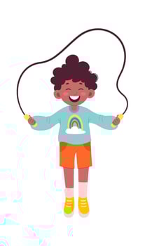 Happy child jump rope flat icon Leisure time Flat Illustration vector