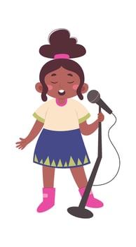 Girl singing musical instrument flat icon vector