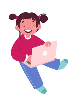 Girl with computer Hobby and entertainment vector