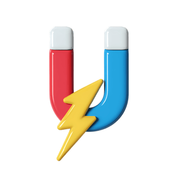 Magnet with Lightning Bolt 3D Render on Transparent Background png