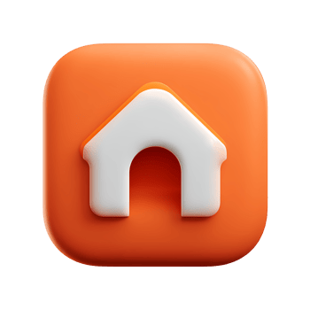 Orange Home Icon with White Outline on Transparent Background png