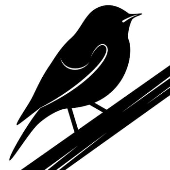 Minimalist black bird silhouette perched on a branch, simple and elegant illustration, perfect for nature-themed wildlife tattoo logo designs or decorative art projects. vector