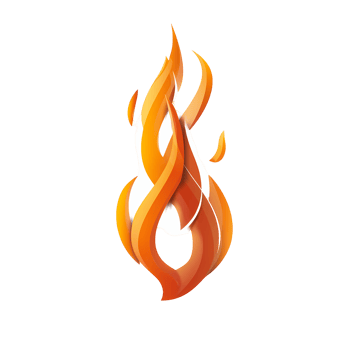 Stylized Flame Illustration with Orange and Red Gradient on transparent background png