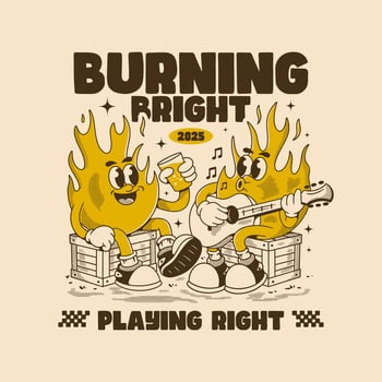 Two Flaming Friends character Jamming Through the Night vector