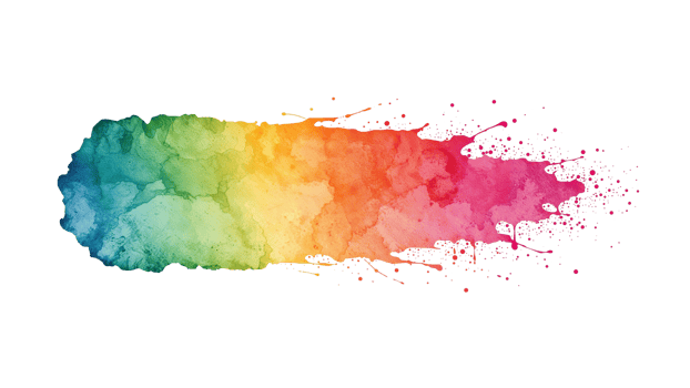 Dynamic spectral blend with watercolor effects in abstract art creation with isolated area png
