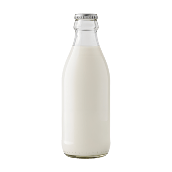 Classic glass bottle of fresh milk showcasing purity and wholesome goodness isolated png